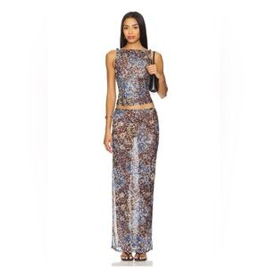 Concha Maxi Skirt Set in Blue Multi